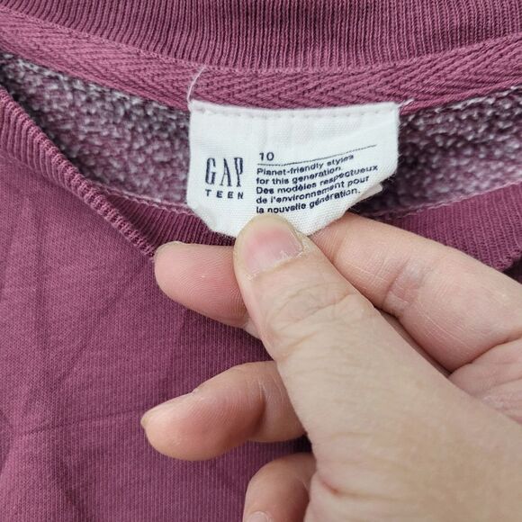 2/$20 Gap Teen Burgundy Red Crewneck Crops Sweatshirt Top Size: 10 - Picture 7 of 7